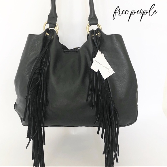 Free People Handbags - Free People Black Leather Hobo Bag by Sundown Wild